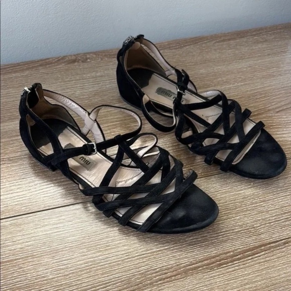 Miu Miu Black Strappy Women's Sandals